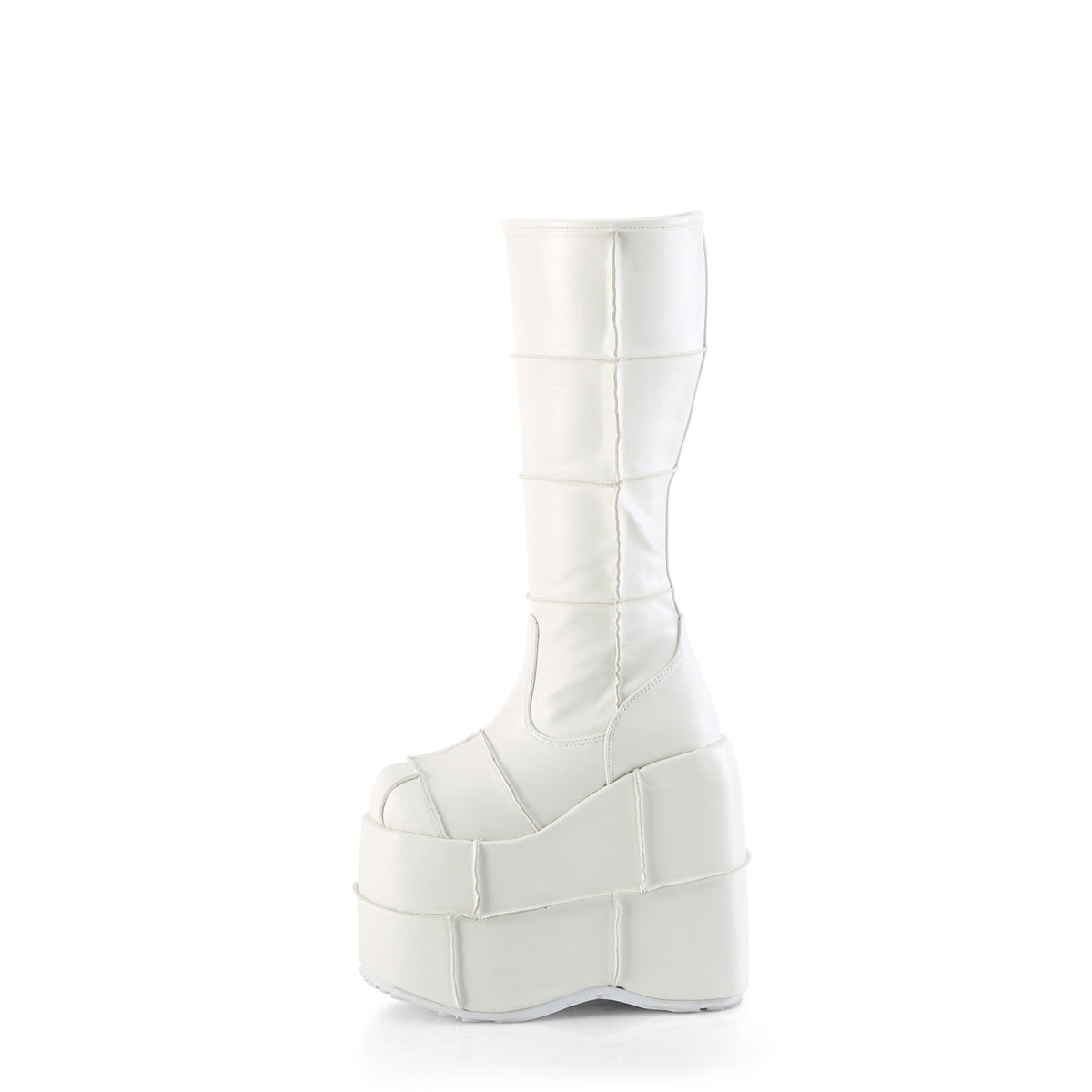 DemoniaCult Bottes pour hommes STACK-301 Wht Vegan Leather