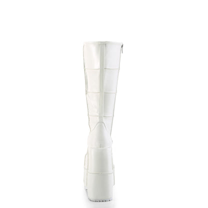 DemoniaCult Mens Boots STACK-301 Wht Vegan Leather