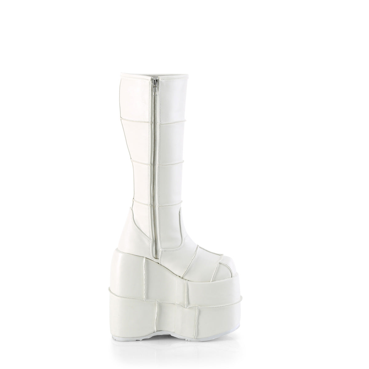 DemoniaCult Bottes pour hommes STACK-301 Wht Vegan Leather