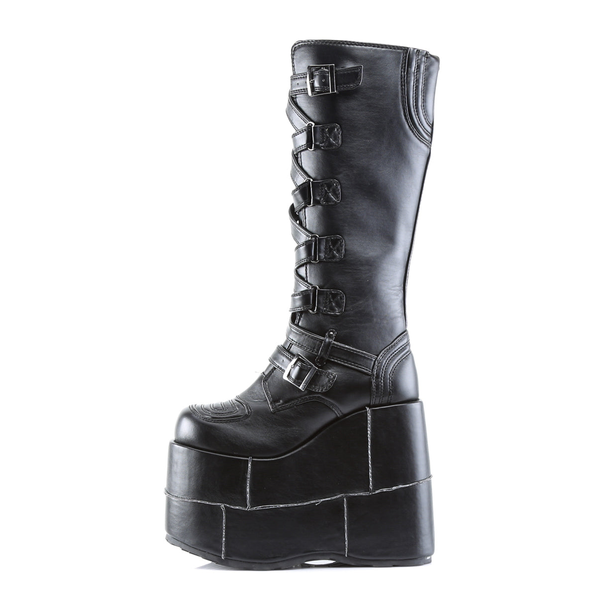 DemoniaCult Bottes pour hommes STACK-308 Cuir végétalien BLK