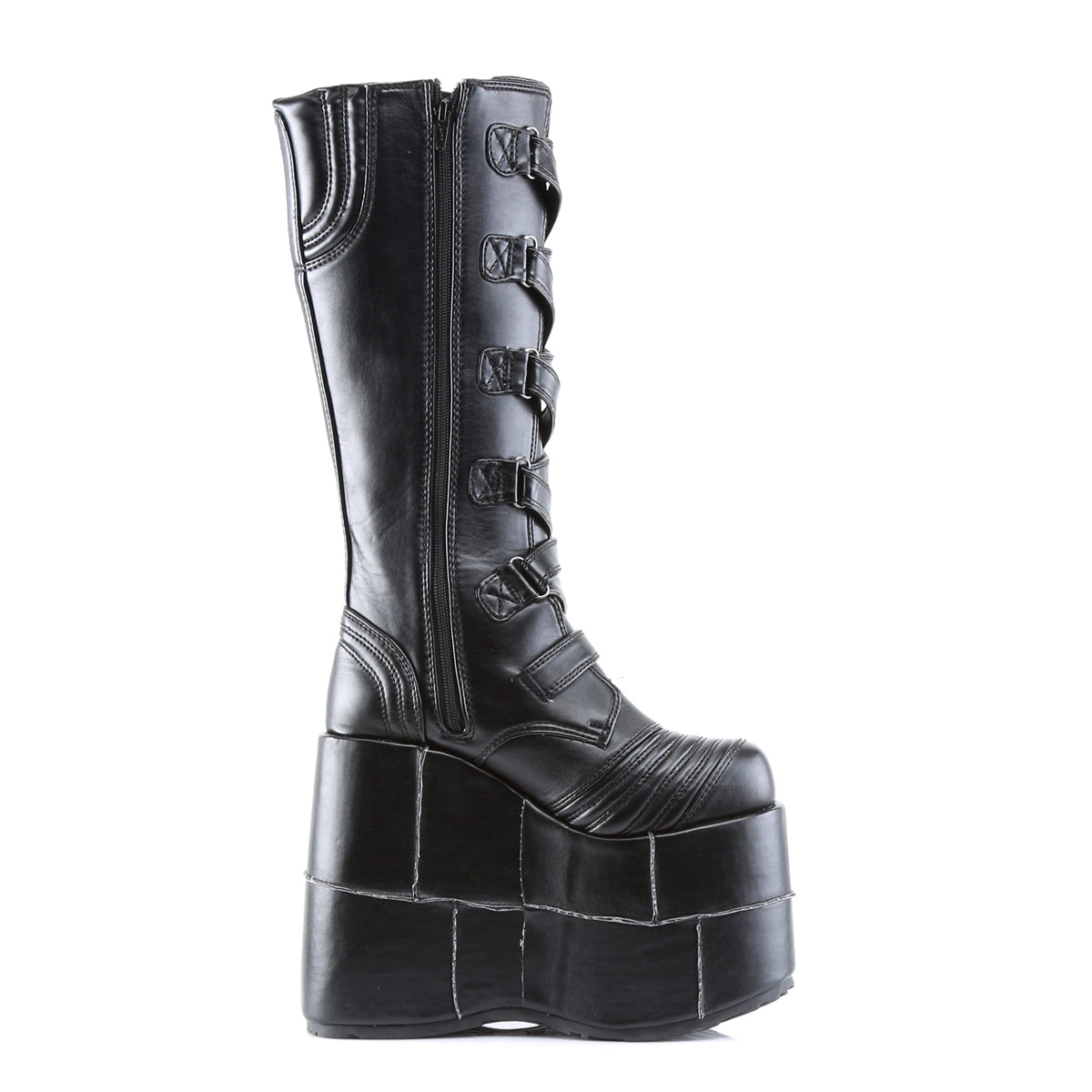 DemoniaCult Bottes pour hommes STACK-308 Cuir végétalien BLK