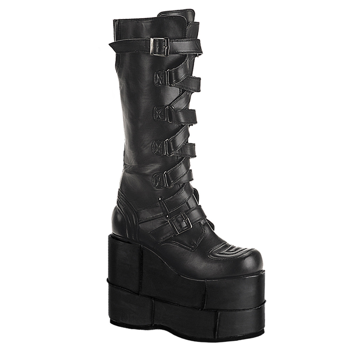 DemoniaCult Bottes pour hommes STACK-308 Cuir végétalien BLK