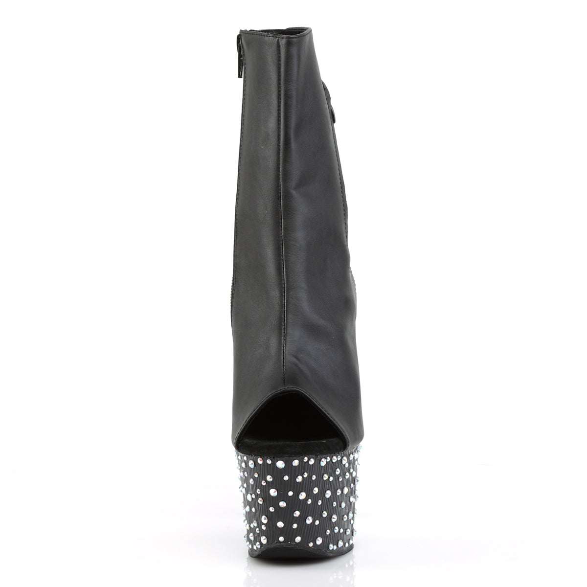 Pleaser Bottines pour femmes STARDANCE-1018-7 BLK FAUX CUIR / BLK-SLV MULTI RS