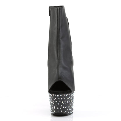 Pleaser Bottines pour femmes STARDANCE-1018-7 BLK FAUX CUIR / BLK-SLV MULTI RS