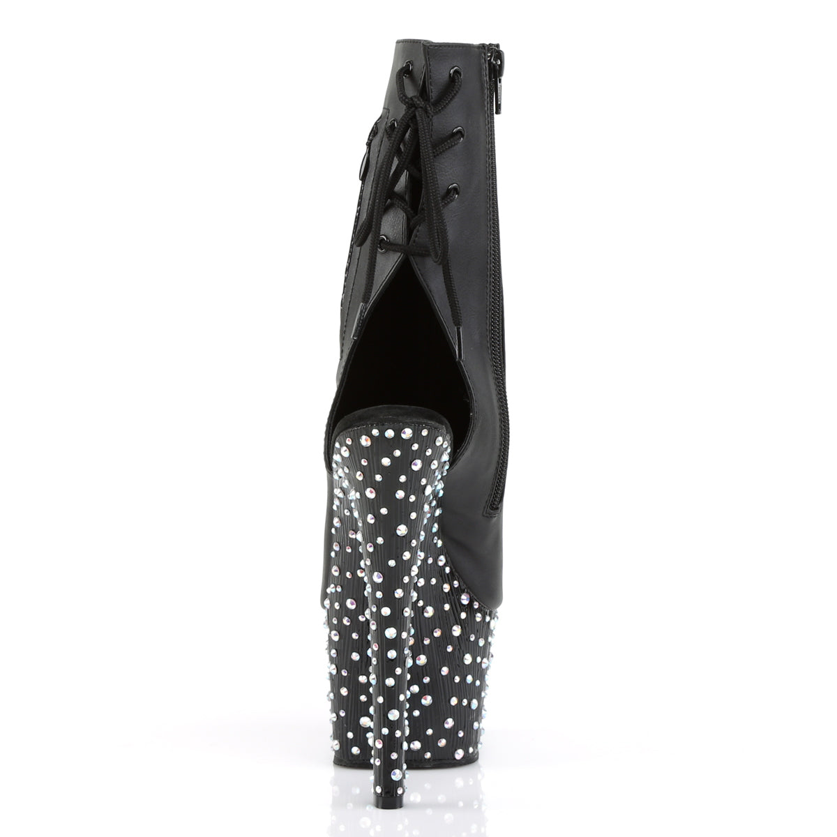 Pleaser Bottines pour femmes STARDANCE-1018-7 BLK FAUX CUIR / BLK-SLV MULTI RS