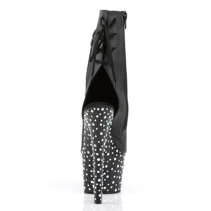 Pleaser Bottines pour femmes STARDANCE-1018-7 BLK FAUX CUIR / BLK-SLV MULTI RS