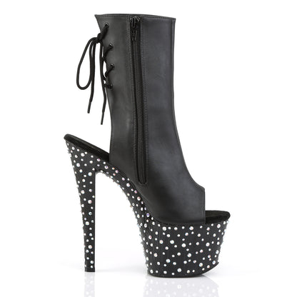 Pleaser Bottines pour femmes STARDANCE-1018-7 BLK FAUX CUIR / BLK-SLV MULTI RS