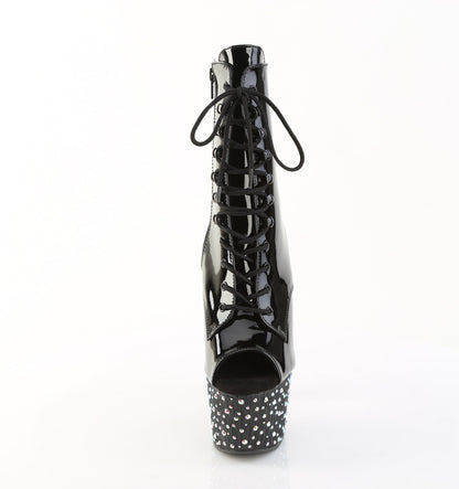 Pleaser Women's Platform Shoes STARDANCE-1021 Blk Pat/Blk-Slv Multi RS