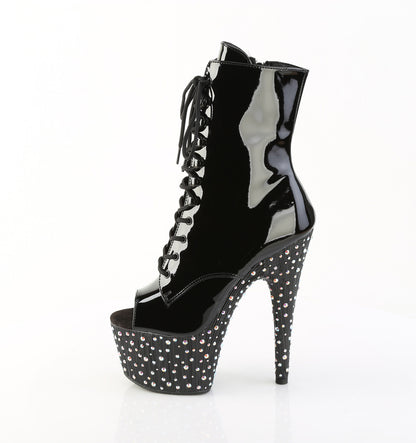 Pleaser Women's Platform Shoes STARDANCE-1021 Blk Pat/Blk-Slv Multi RS