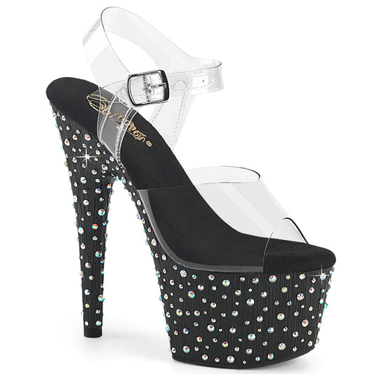 Pleaser Women's Platform Shoes STARDANCE-708 Clr/Blk-Slv Multi RS