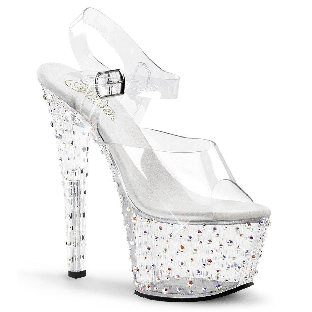 Pleaser Womens Sandals STARDANCE-708 Clr/Clr-Slv Multi RS