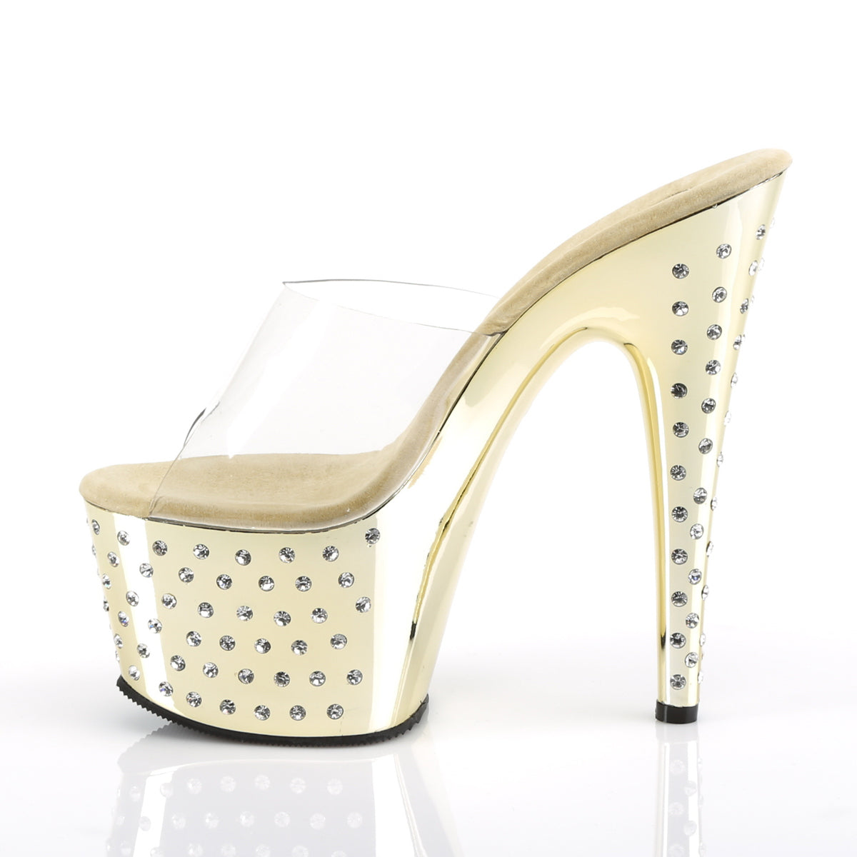 Pleaser Sandales pour femmes STARDUST-701 chrome CLR / Gold
