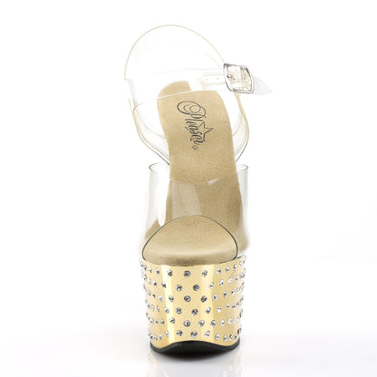 Pleaser Sandales pour femmes STARDUST-708 CLR / Gold Chrome