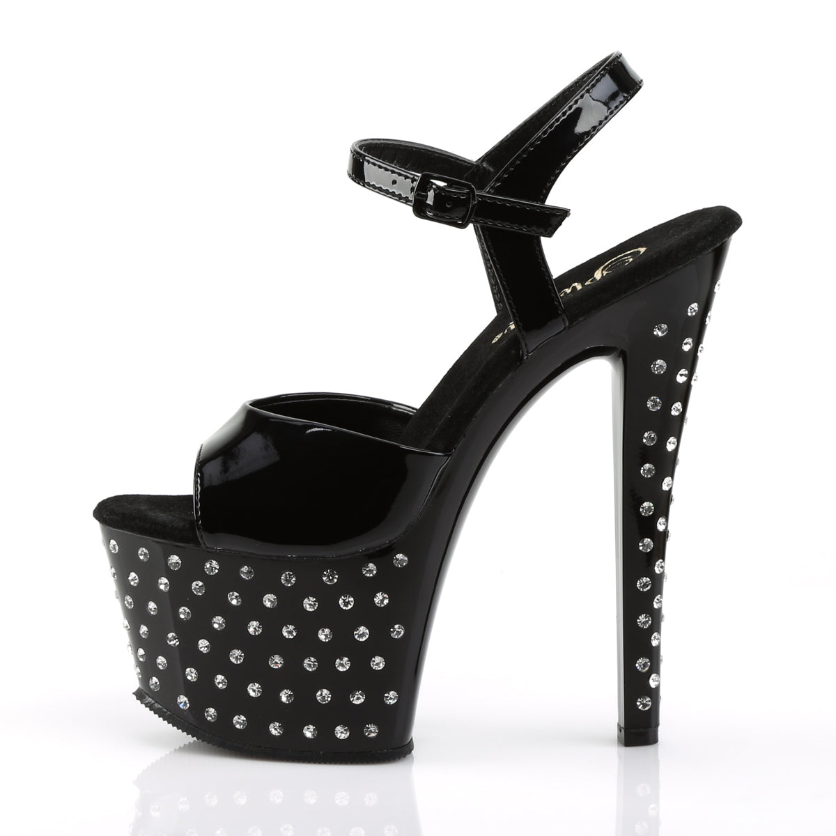 Pleaser Sandales pour femmes STARDUST-709 blk pat / blk