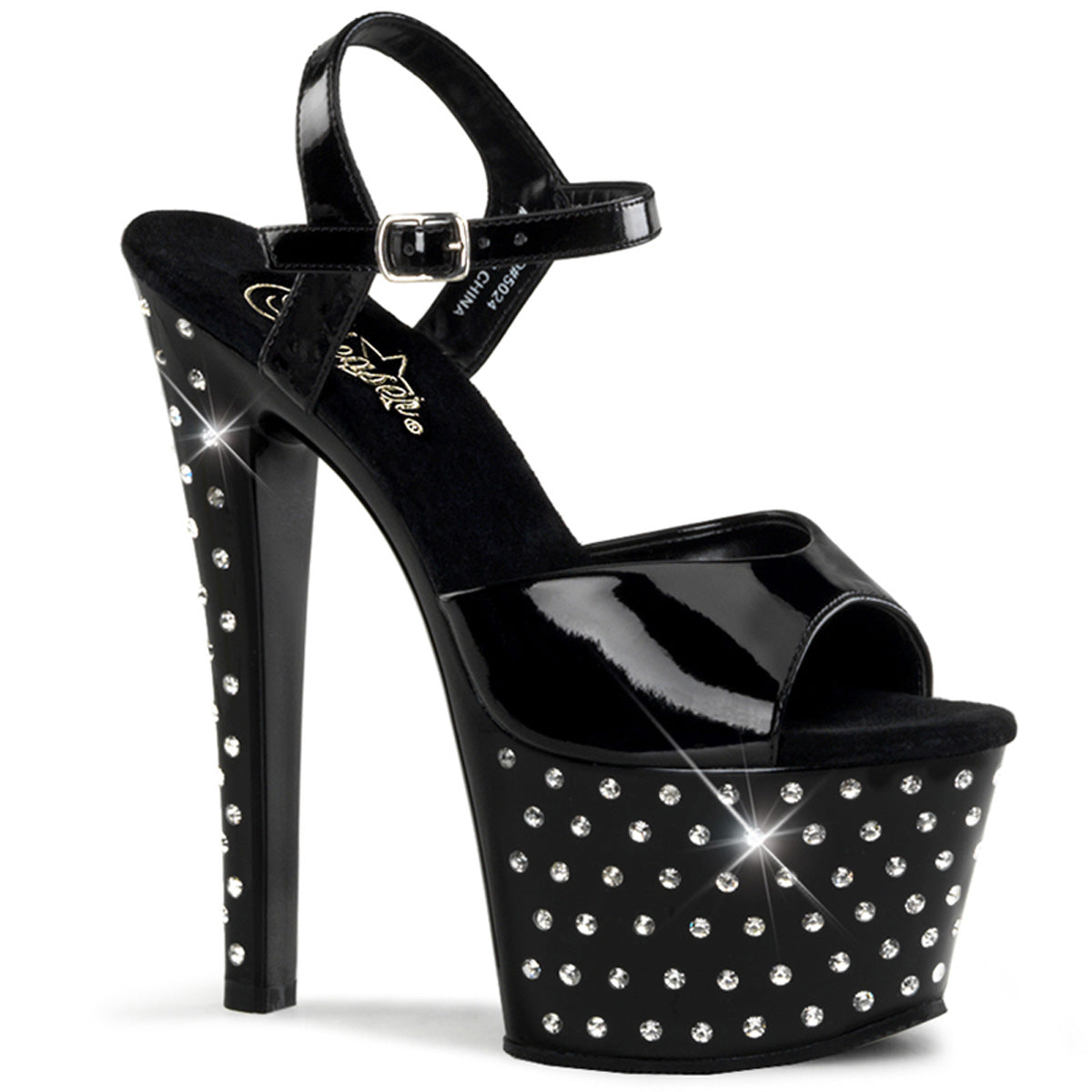 Pleaser Sandales pour femmes STARDUST-709 blk pat / blk