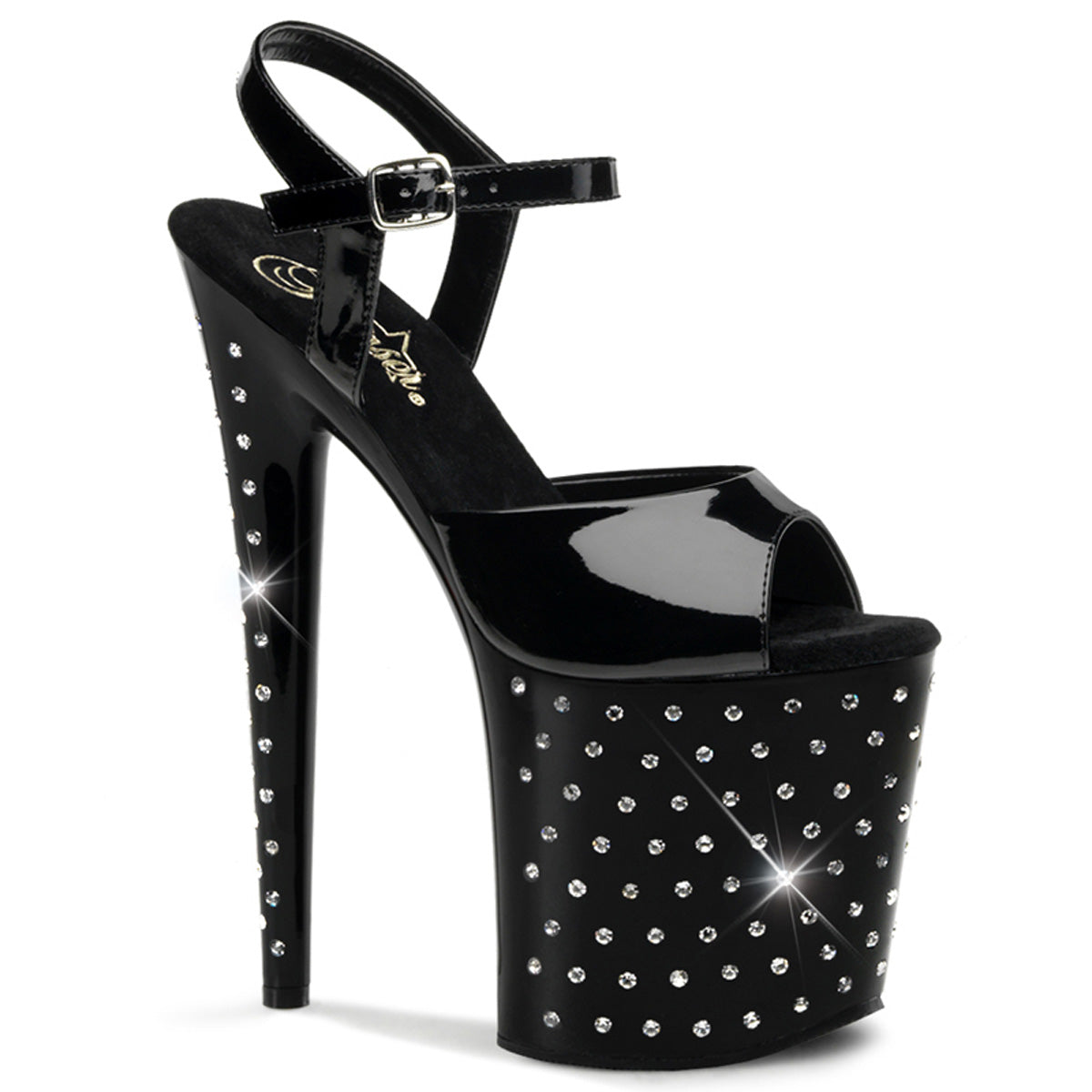 Pleaser Sandales pour femmes STARDUST-809 BLK PAT / BLK
