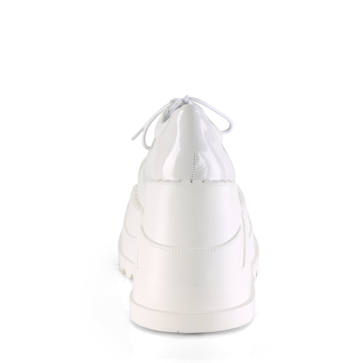 DemoniaCult Pompes pour femmes STOMP-08 Wht Pat-Vegan Leather