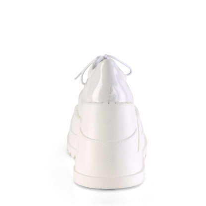 DemoniaCult Pompes pour femmes STOMP-08 Wht Pat-Vegan Leather