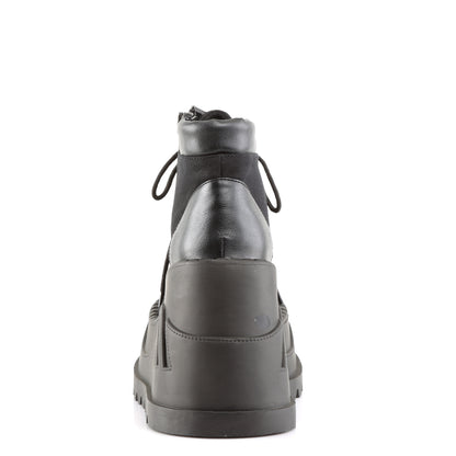 DemoniaCult Womens Ankle Boots STOMP-10 Blk Canvas-Vegan Leather