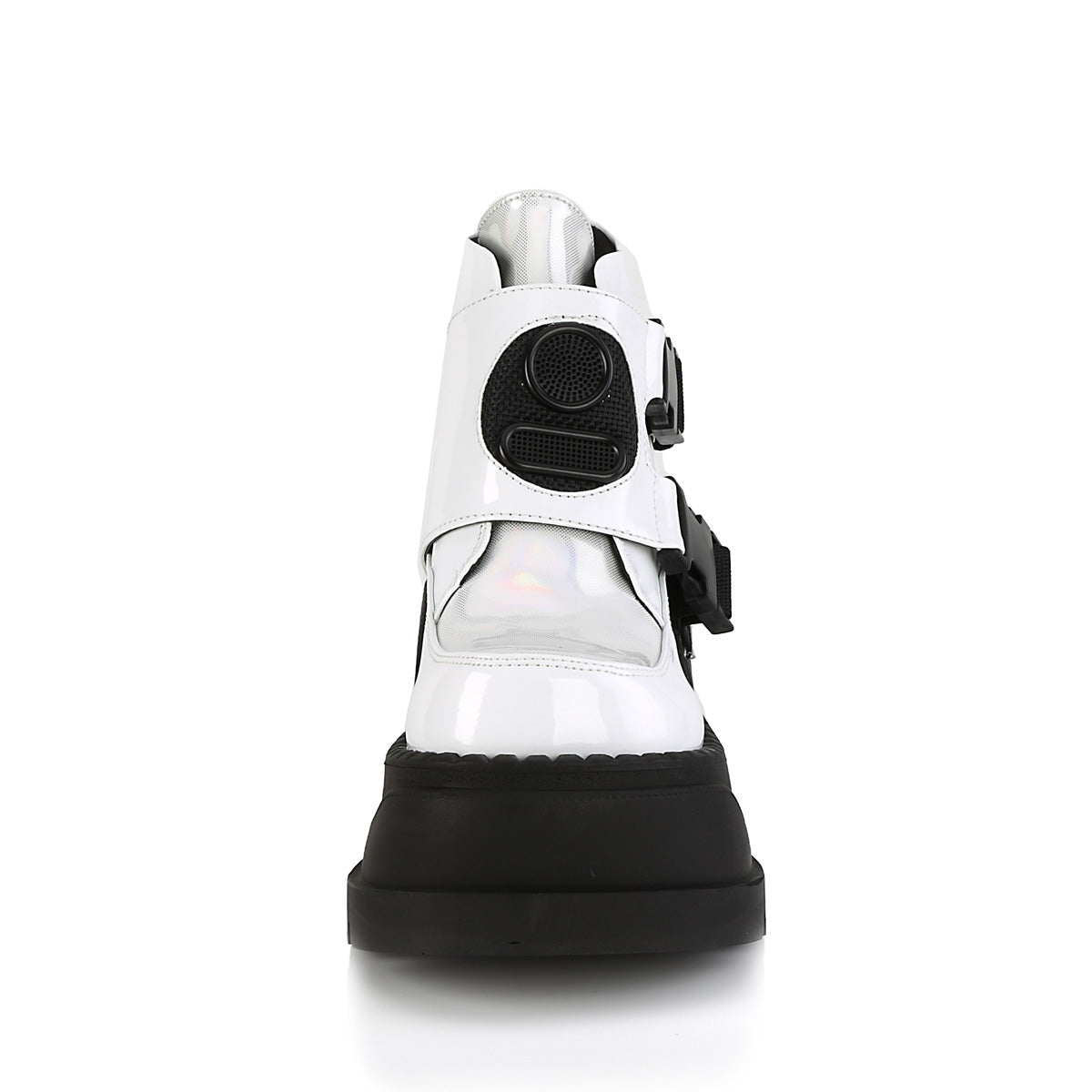 DemoniaCult Bottes de cheville des femmes STOMP-15 Wht Patent-Multi