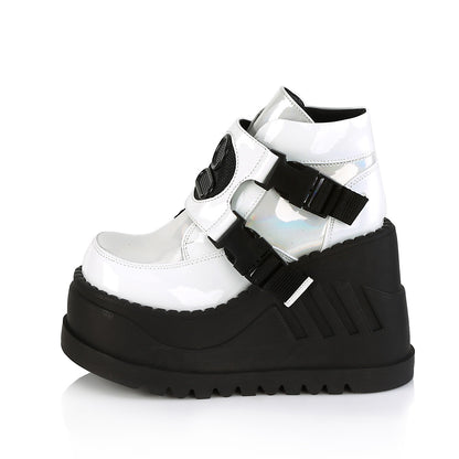DemoniaCult Bottes de cheville des femmes STOMP-15 Wht Patent-Multi