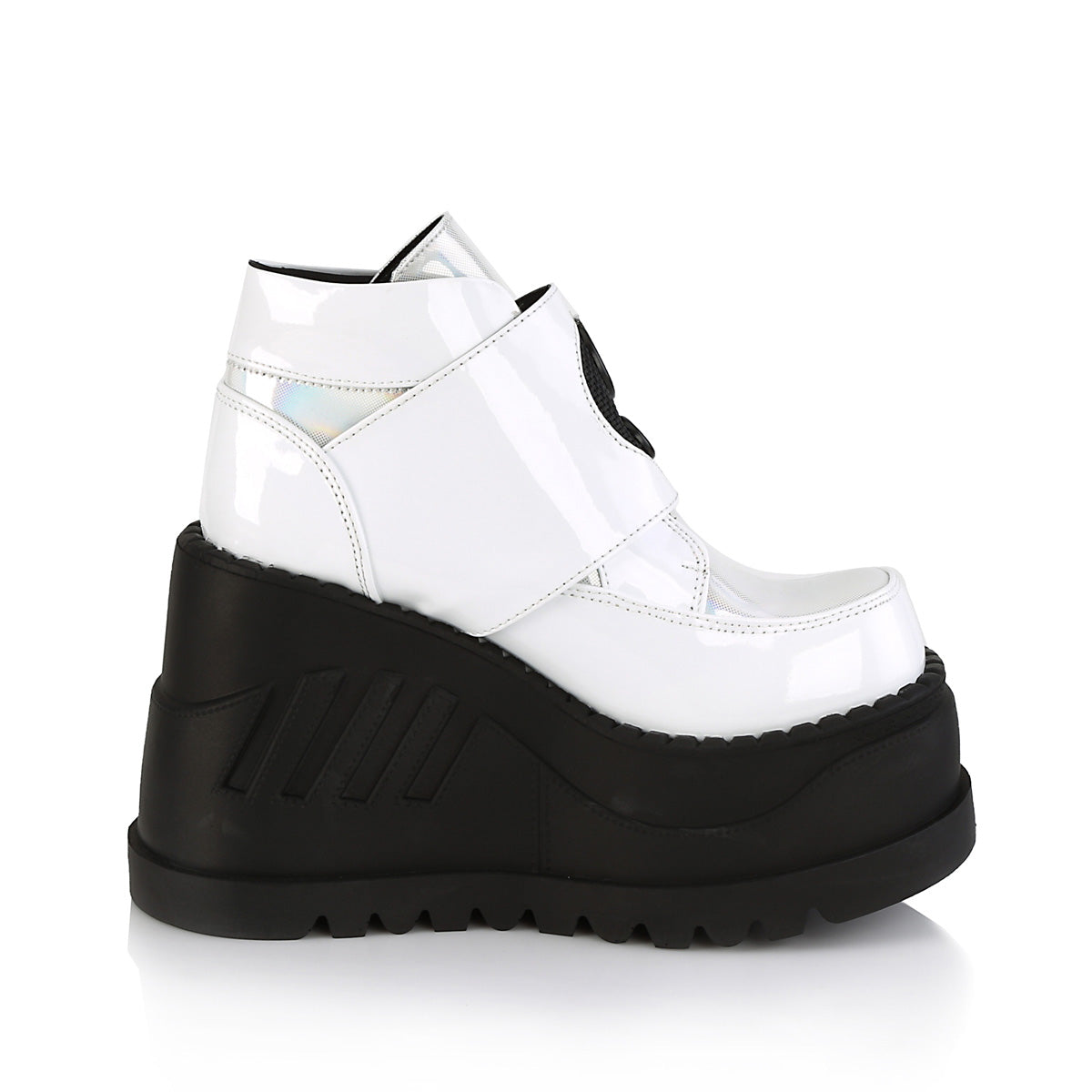 DemoniaCult Bottes de cheville des femmes STOMP-15 Wht Patent-Multi