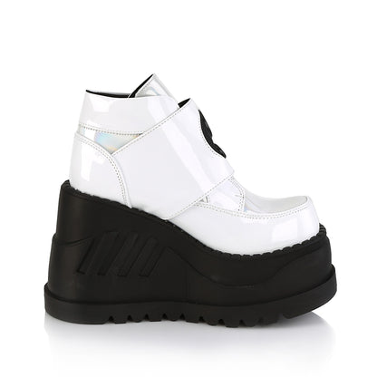 DemoniaCult Bottes de cheville des femmes STOMP-15 Wht Patent-Multi