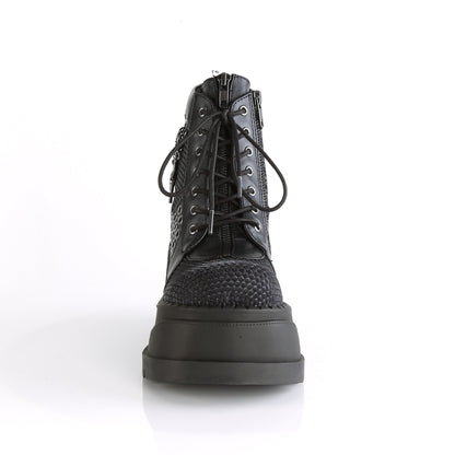 DemoniaCult Bottes de cheville des femmes STOMP-18 Blk Velvet de gris en cuir végétalien