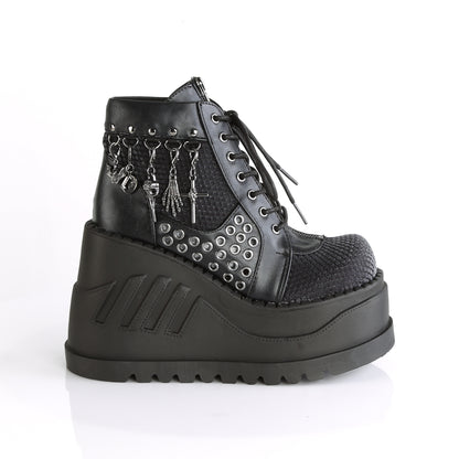 DemoniaCult Bottes de cheville des femmes STOMP-18 Blk Velvet de gris en cuir végétalien
