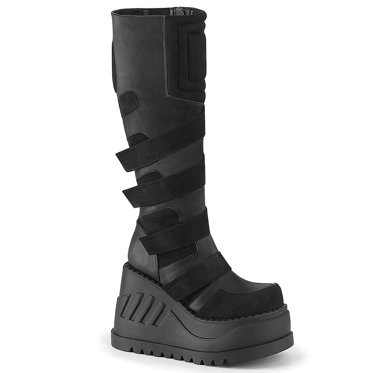 DemoniaCult Women's Mid-Calf & Knee High Boots STOMP-228 Blk Vegan Leather