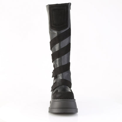 DemoniaCult Women's Mid-Calf & Knee High Boots STOMP-228 Blk Vegan Leather