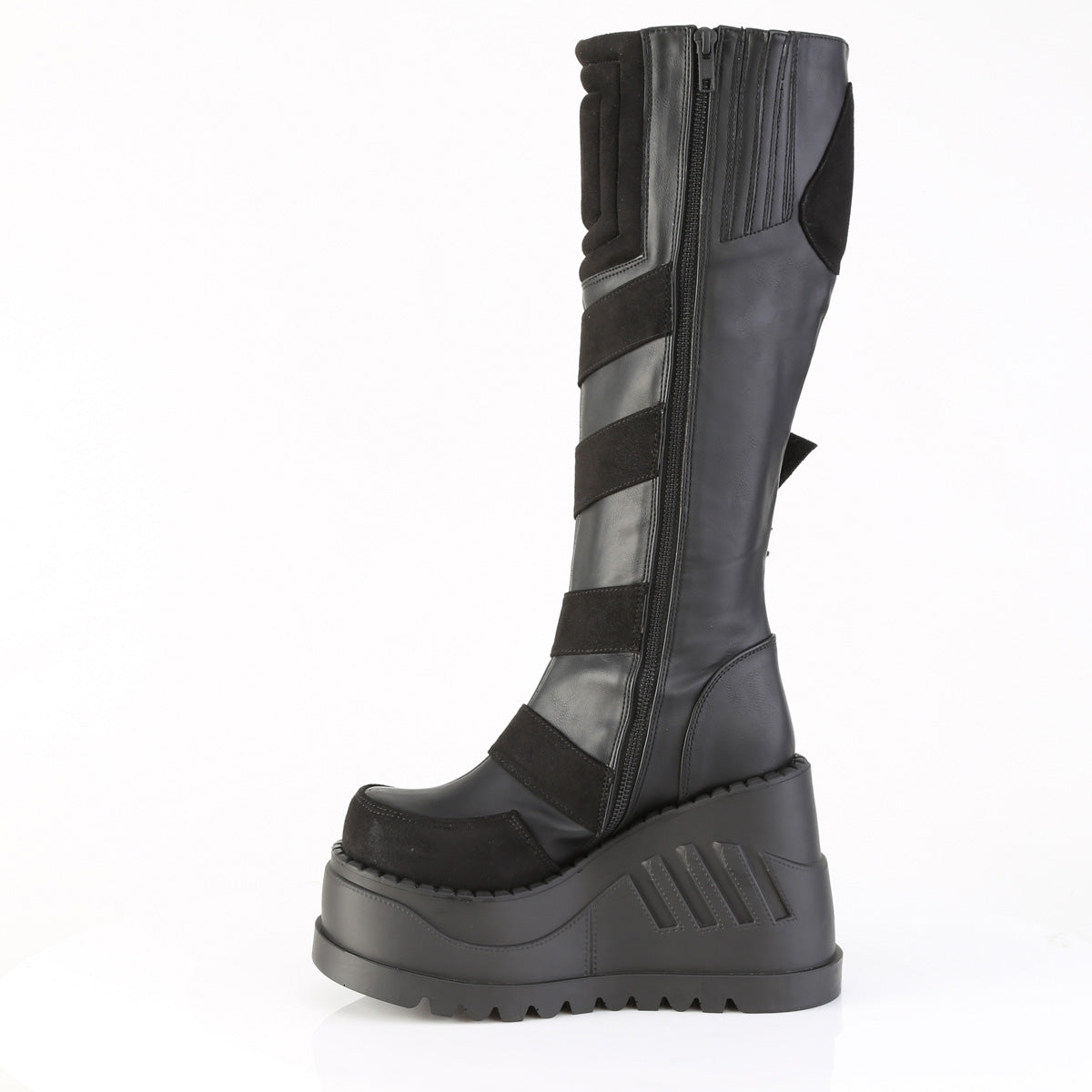 DemoniaCult Women's Mid-Calf & Knee High Boots STOMP-228 Blk Vegan Leather