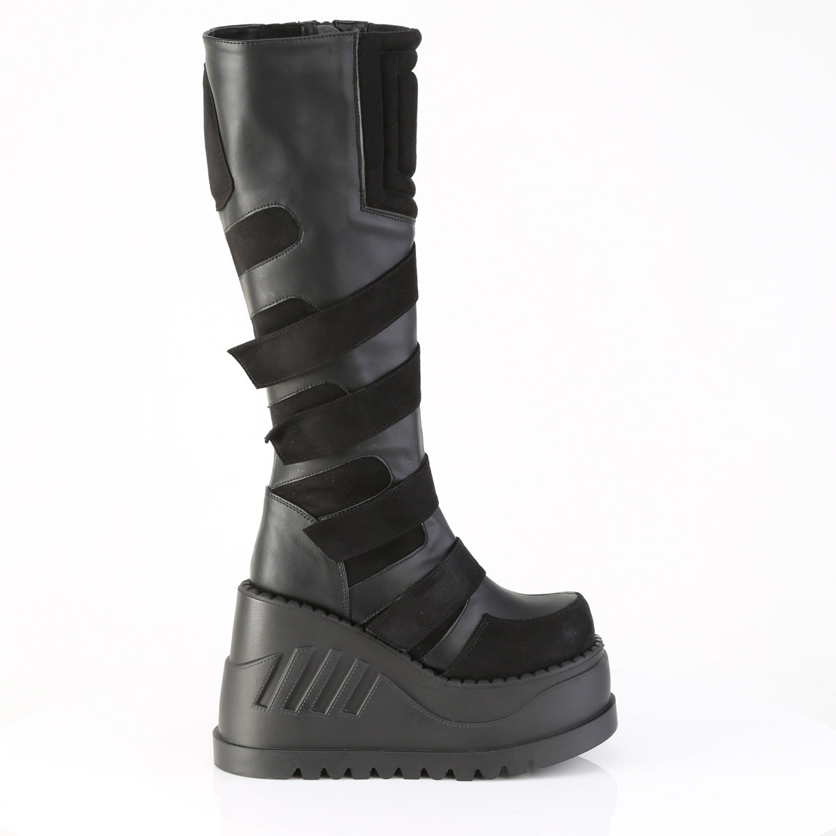 DemoniaCult Women's Mid-Calf & Knee High Boots STOMP-228 Blk Vegan Leather