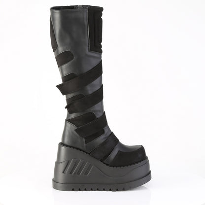 DemoniaCult Women's Mid-Calf & Knee High Boots STOMP-228 Blk Vegan Leather