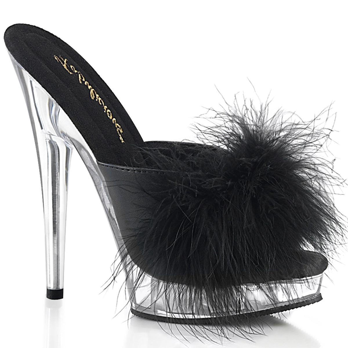 Fabulicious  Sandals SULTRY-601F Blk Pu-Marabou Fur/Clr