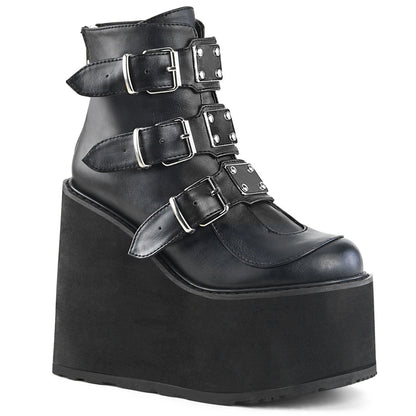 DemoniaCult Women's Ankle Boots SWING-105 Blk Vegan Leather