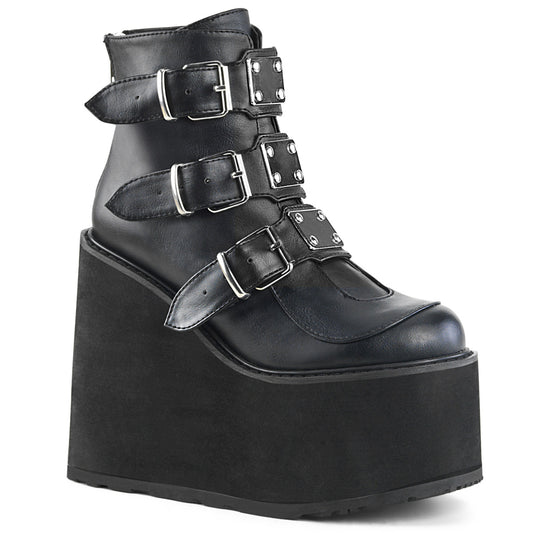 DemoniaCult Women's Ankle Boots SWING-105 Blk Vegan Leather