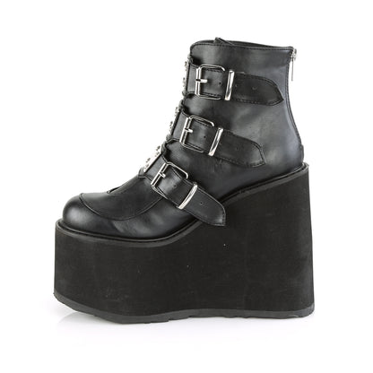 DemoniaCult Women's Ankle Boots SWING-105 Blk Vegan Leather