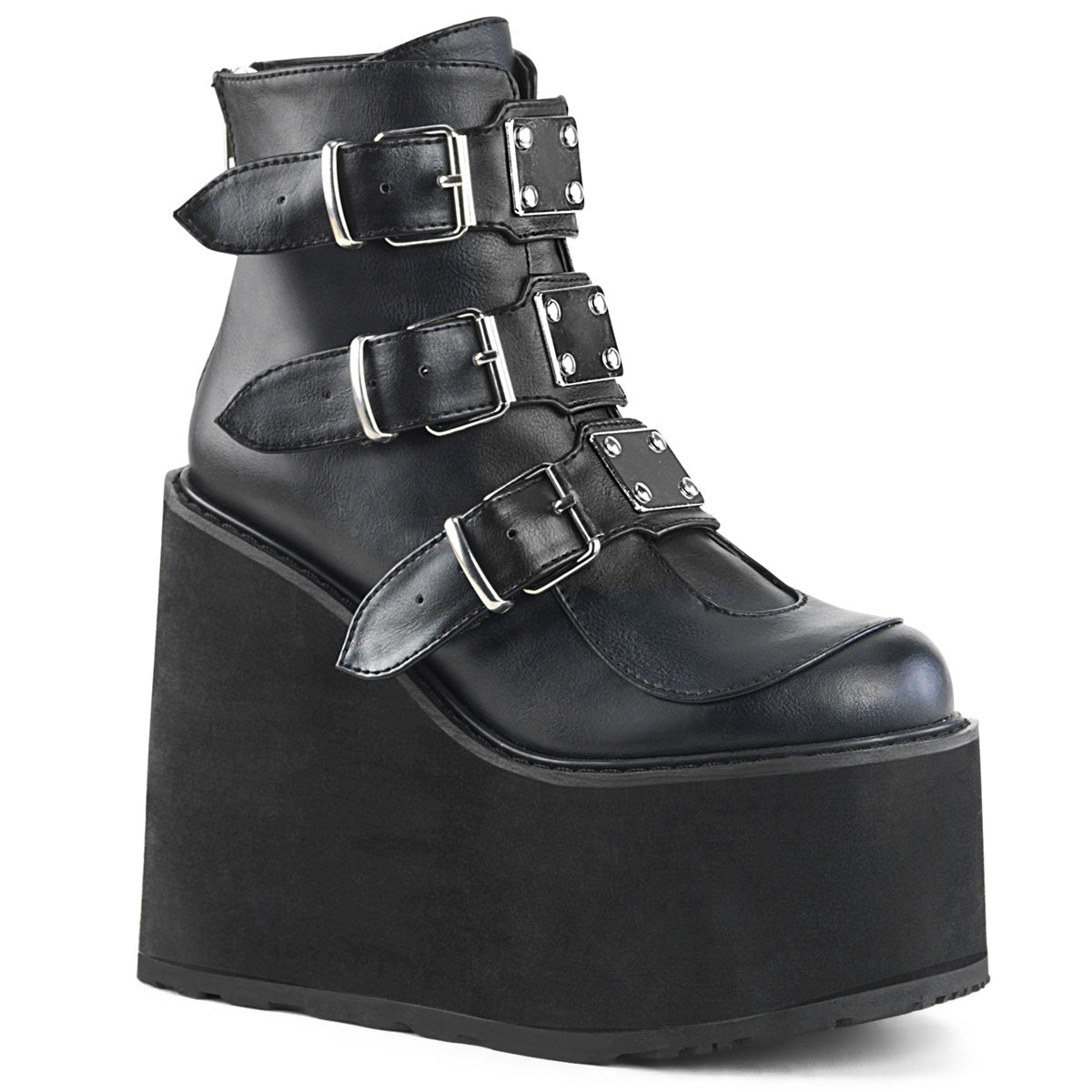 DemoniaCult Womens Ankle Boots SWING-105 Blk Vegan Leather