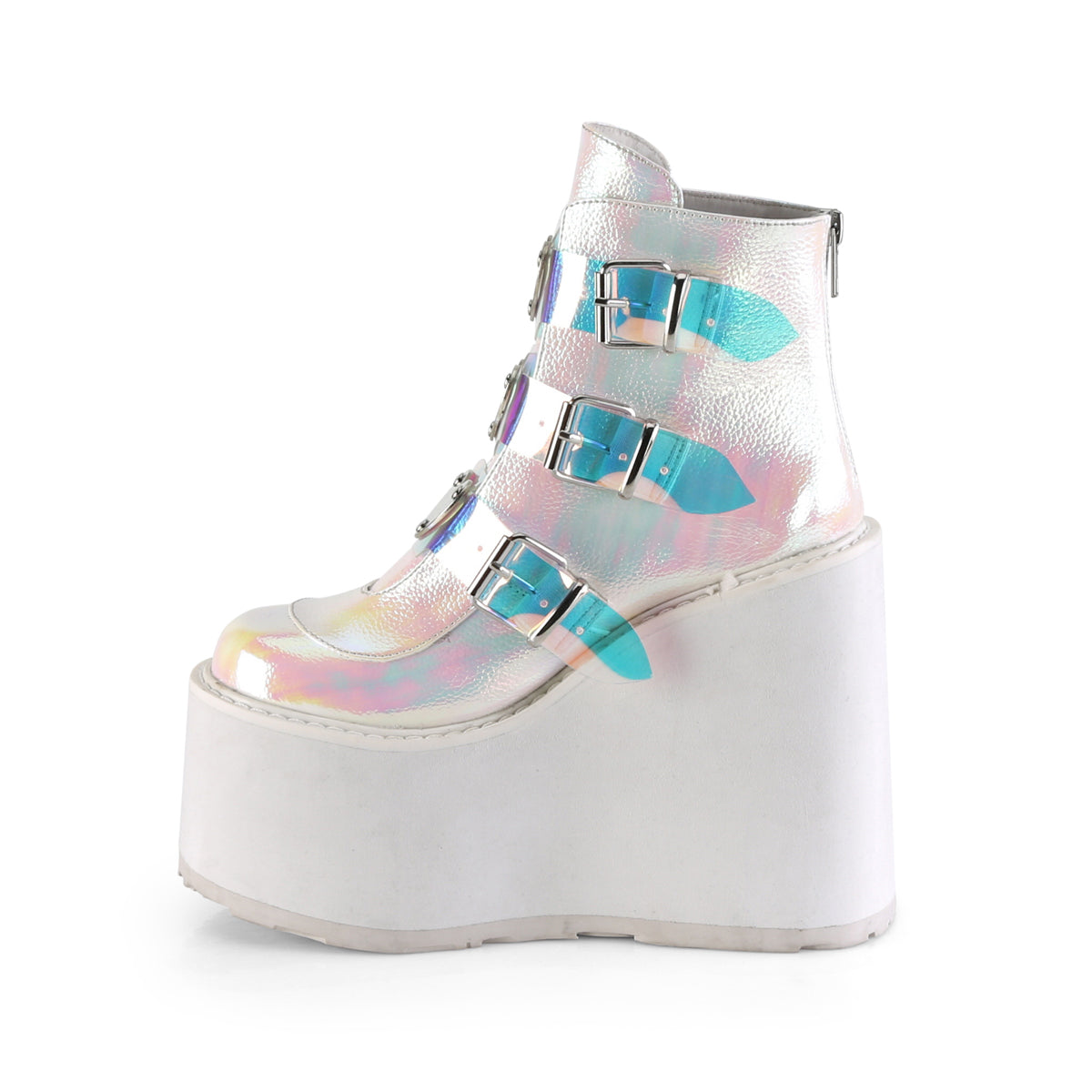 DemoniaCult Womens Ankle Boots SWING-105 Pearl Iridescent Vegan Leather