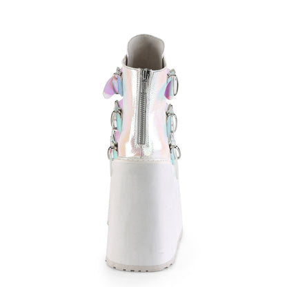 DemoniaCult Womens Ankle Boots SWING-105 Pearl Iridescent Vegan Leather