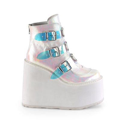 DemoniaCult Womens Ankle Boots SWING-105 Pearl Iridescent Vegan Leather