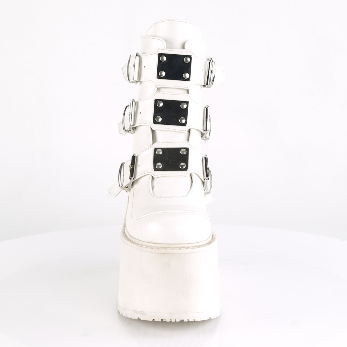 DemoniaCult Bottes de cheville des femmes SWING-105 Cuir végétalien blanc