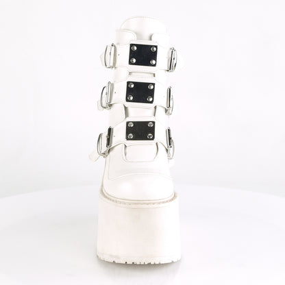 DemoniaCult Bottes de cheville des femmes SWING-105 Cuir végétalien blanc