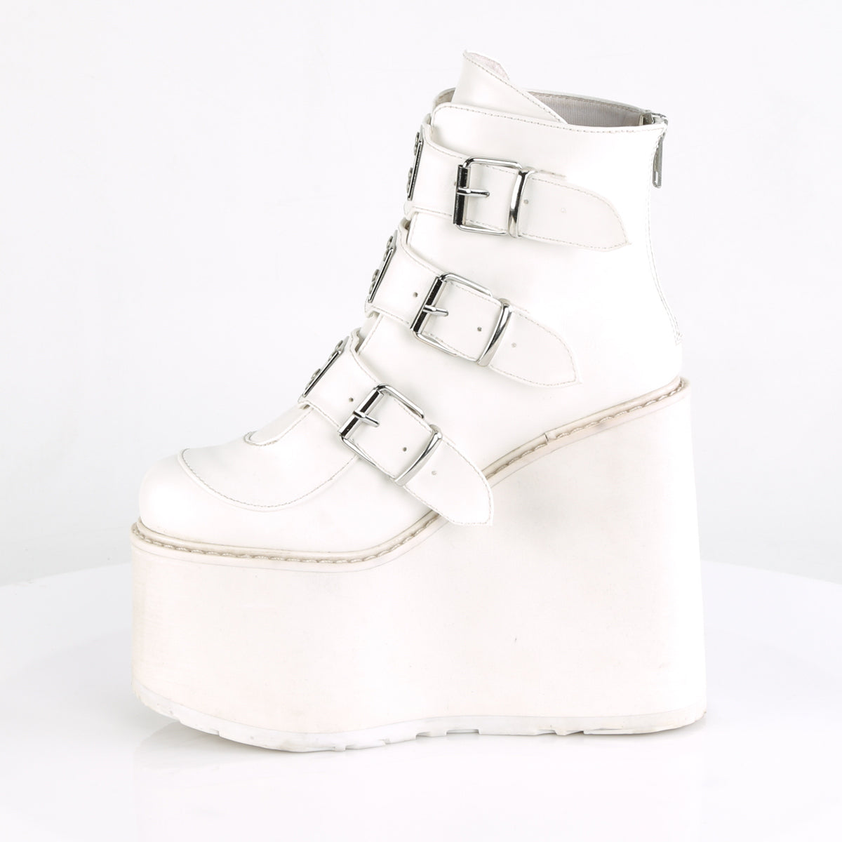 DemoniaCult Bottes de cheville des femmes SWING-105 Cuir végétalien blanc