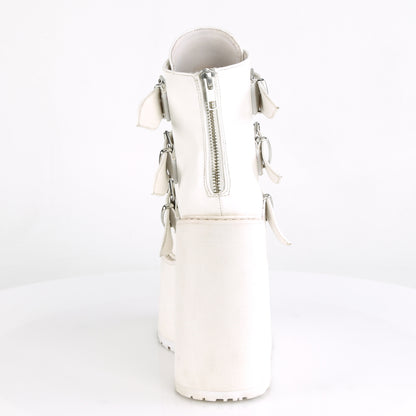DemoniaCult Bottes de cheville des femmes SWING-105 Cuir végétalien blanc