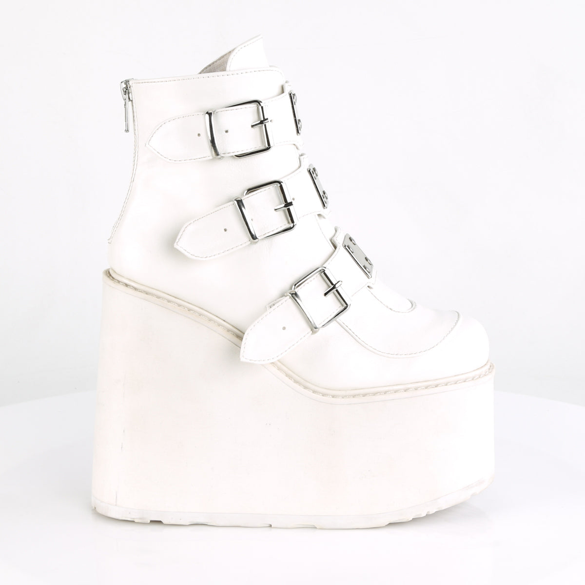 DemoniaCult Bottes de cheville des femmes SWING-105 Cuir végétalien blanc