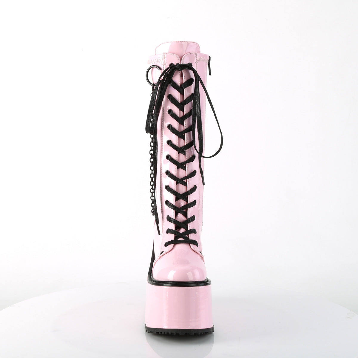 DemoniaCult  Bottes SWING-150 B. Pat extensible holographique rose