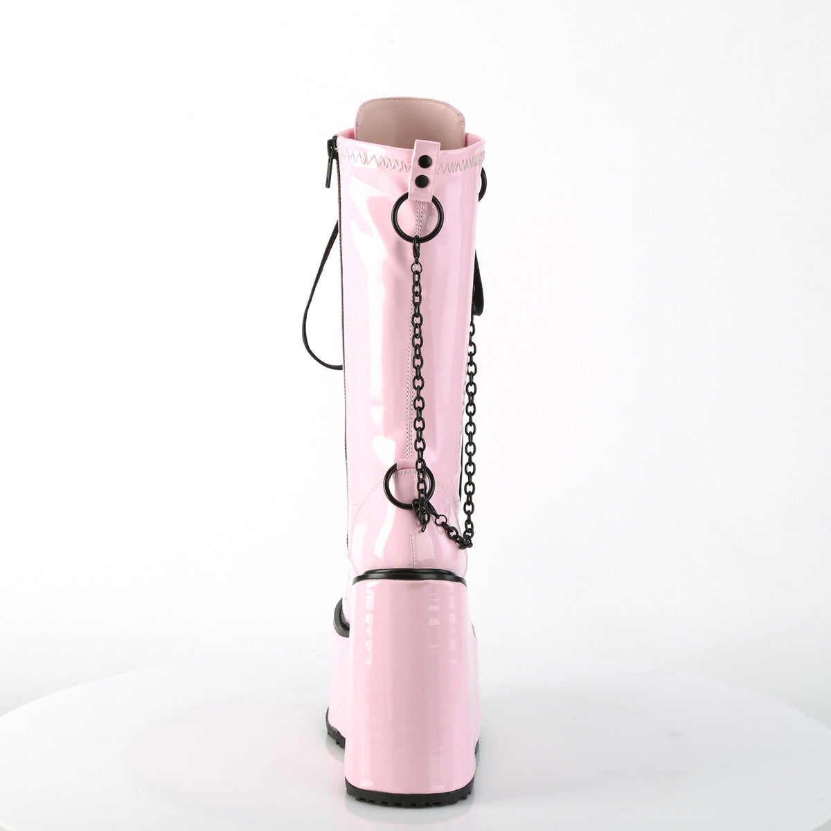 DemoniaCult  Bottes SWING-150 B. Pat extensible holographique rose