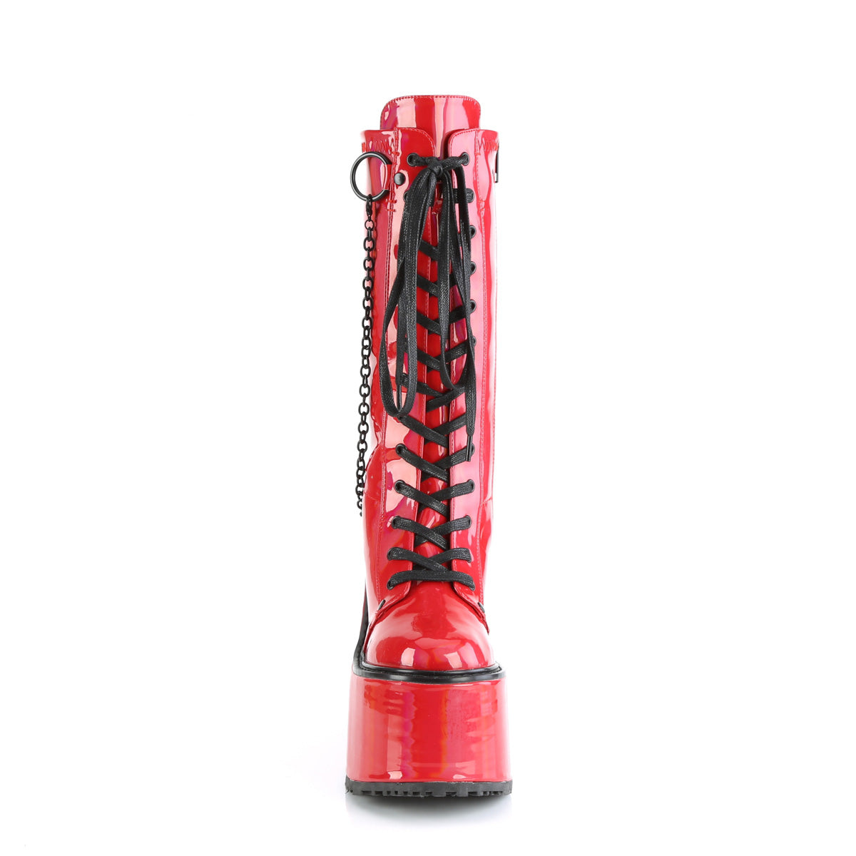DemoniaCult  Bottes SWING-150 Pat étirement holographique rouge